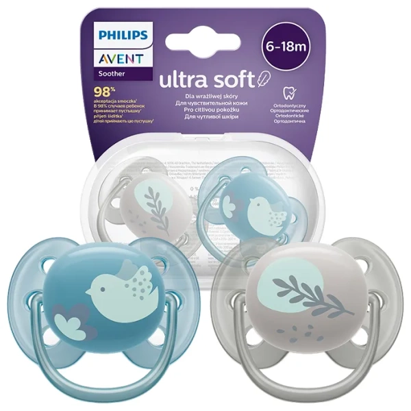 PHILIPS AVENT Ultra Soft - smoczek ortodontyczny 2 szt. | 6-18 m