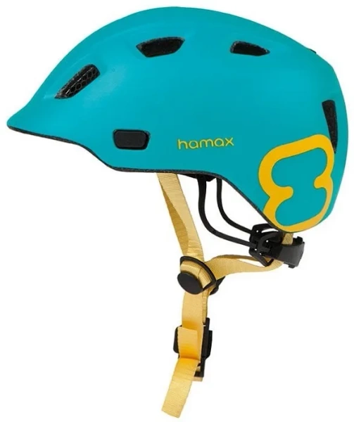 HAMAX Thundercap - rowerowy kask dziecięcy, obwód głowy 52-56 cm | Turquoise/yellow
