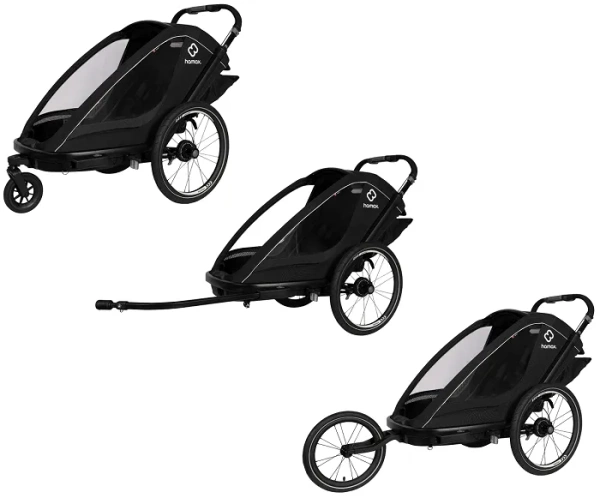 HAMAX Breeze One - jednoosobowa przyczepka rowerowa z zestawem do biegania | Black
