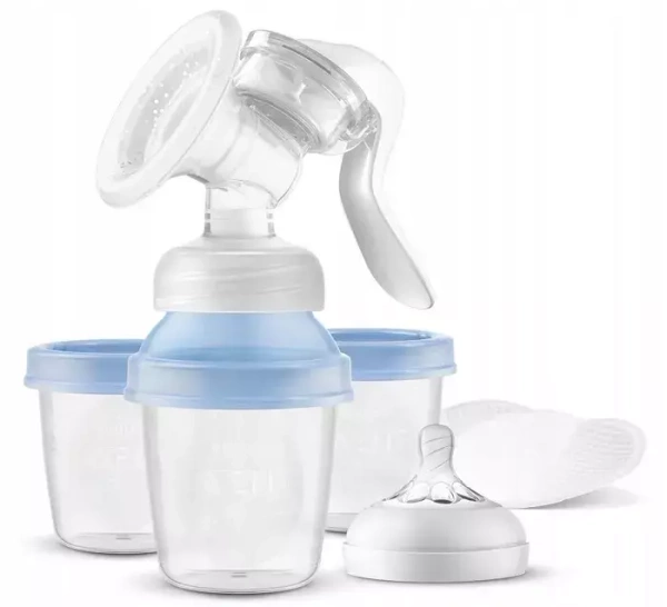 PHILIPS AVENT - laktator ręczny z pojemnikami na pokarm i adapterem