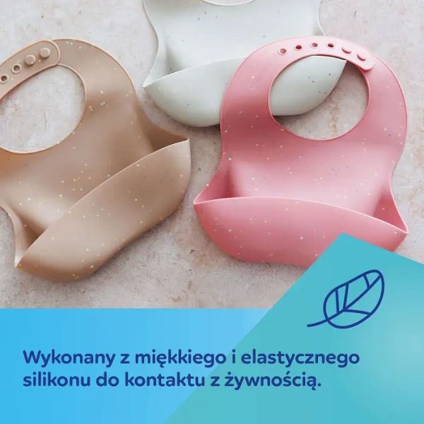 CANPOL BABIES -  śliniak silikonowy z kieszonką DOTS | beżowy
