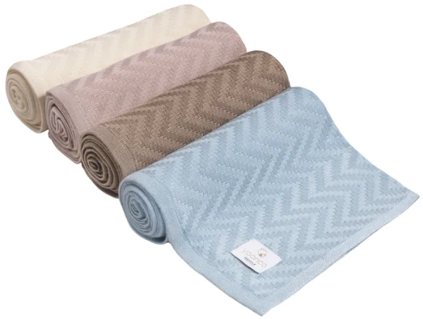 YOONCO Mgiełka - lekki kocyk bambusowy 80x100 cm | Jodełka Kremowy