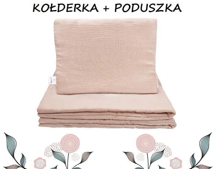 YOONCO - muślinowy komplet: kołderka 80x100 cm + poduszka 30x40 cm | Brudny Róż