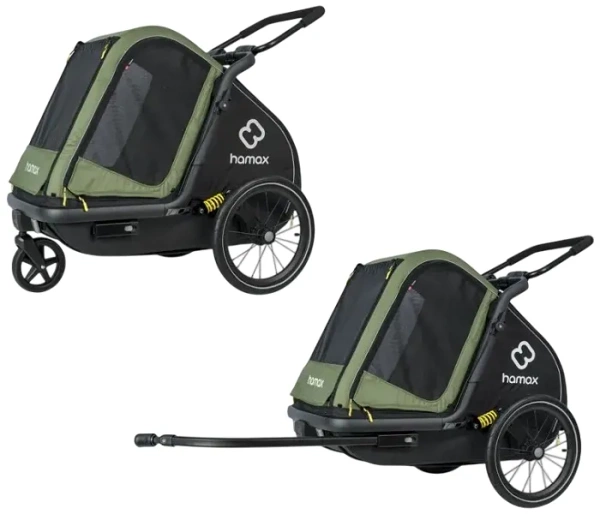 HAMAX Pluto M - przyczepka rowerowa dla psa do 35 kg | Green/Black