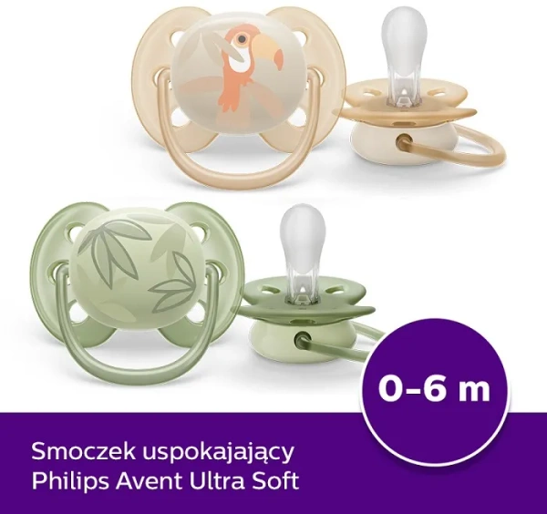 PHILIPS AVENT Ultra Soft - smoczek ortodontyczny 2 szt. | 0-6 m
