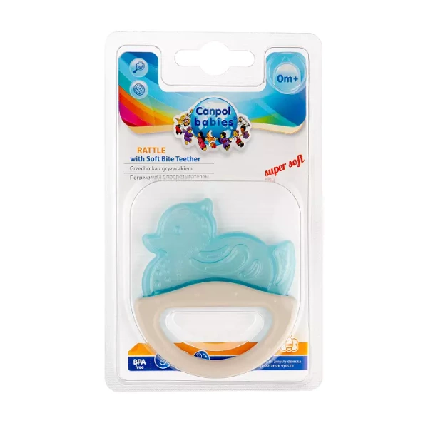 CANPOL BABIES - gryzak elastyczny z grzechotką dla niemowląt i dzieci | ZWIERZĄTKA