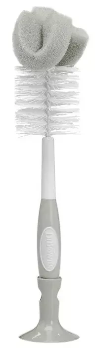 DR BROWN'S - szczotka do czyszczenia butelek i smoczków z przyssawką | Szara