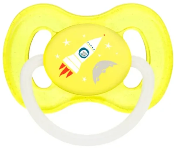 CANPOL BABIES Space - smoczek uspokajający kauczuk 6-18 m okrągły | Żółty