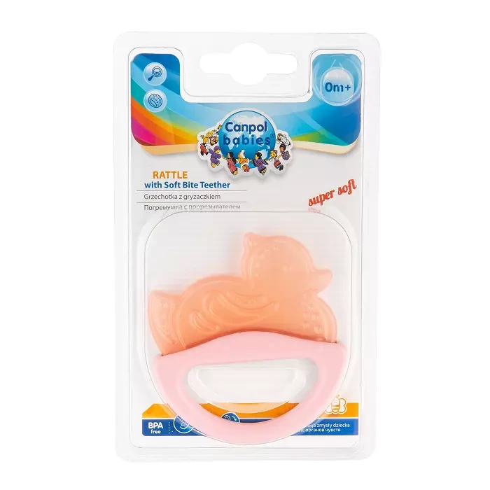 CANPOL BABIES - gryzak elastyczny z grzechotką dla niemowląt i dzieci | ZWIERZĄTKA