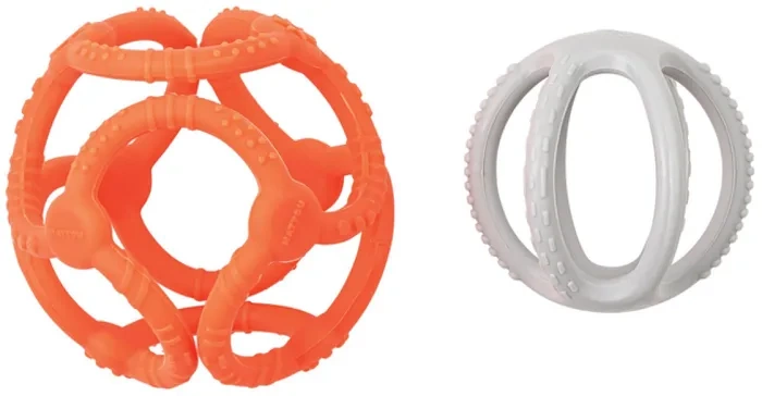 NATTOU - gryzak silikonowy kula 2w1 | Pomarańczowy