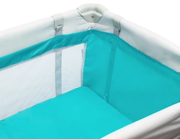 BABY MIX - łóżeczko turystyczne 2-poziomowe | Niebieskie słoniki