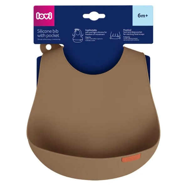 LOVI - śliniak silikonowy z kieszonką | GRANOLA