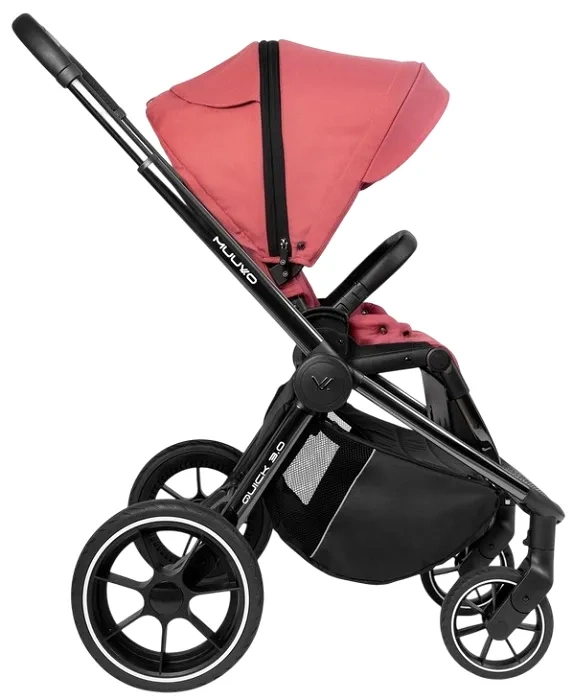 MUUVO Quick 3.0 Black Chrome - wózek wielofunkcyjny, zestaw 2w1 z gondolą XL | Pure Pink (+ ADAPTERY)