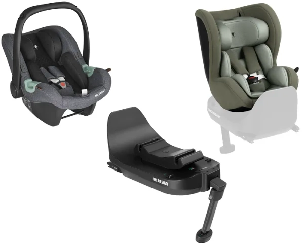 ABC DESIGN zestaw modułowy na 4 lata: Tulip i-Size + Lily i-Size + baza Root | Asphalt + Sage