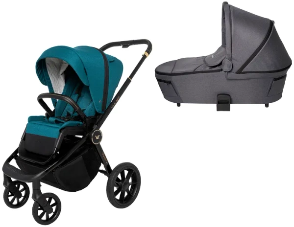 MUUVO Quick SE 2 - wózek wielofunkcyjny, zestaw 2w1 z gondolą Quick 3.0 | Paradise Gold + Iron Graphite