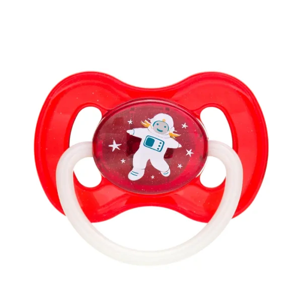 CANPOL BABIES - smoczek uspokajający kauczuk 6-18m okrągły SPACE | czerwony