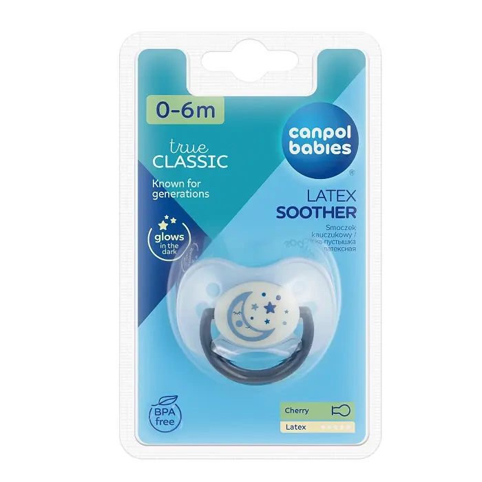 CANPOL BABIES - smoczek uspokajający kauczuk 0-6m okrągły | NIGHT DREAMS 1szt.