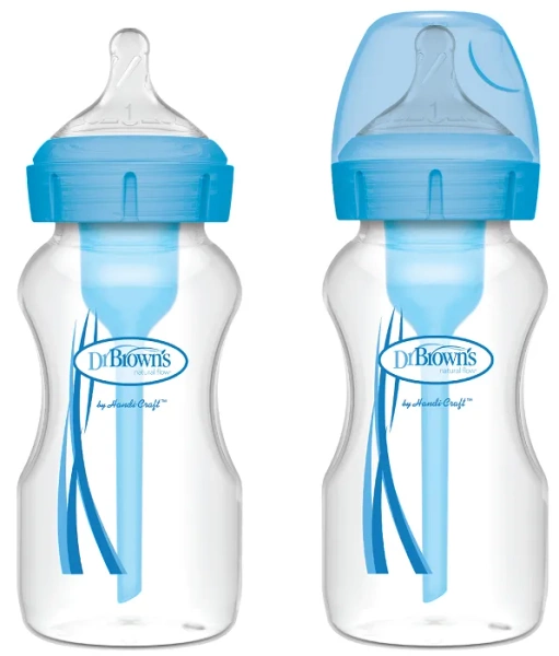 DR BROWN'S Options+ - 2 x antykolkowa, szeroka butelka 270 ml (0 m+) | Niebieska