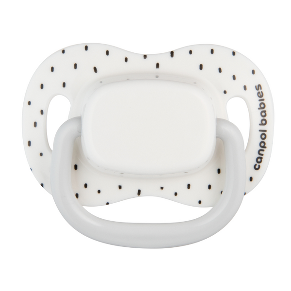 CANPOL BABIES - smoczek uspokajający 6-18m symetryczny BabiesBoo 2 szt. | białe