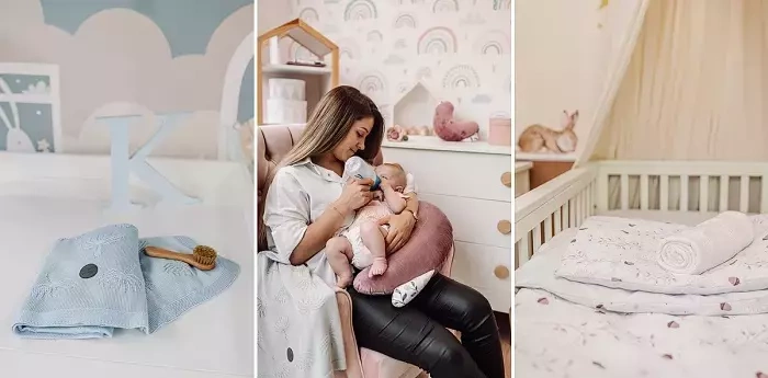 YOONCO Duo Dmuchawce - dwustronny kocyk bambusowy z minky 80x100 cm | Szaro-biały