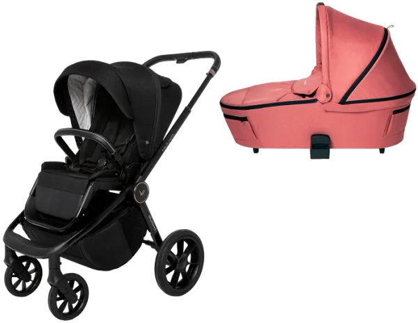 MUUVO Quick SE 2 - wózek wielofunkcyjny, zestaw 2w1 z gondolą Quick 3.0 | Chromium Black + Pure Pink (+ ADAPTERY)