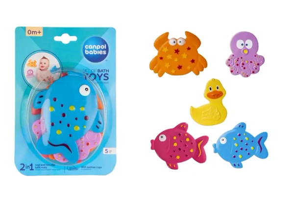 CANPOL BABIES - zestaw zabawek do kąpieli z przyssawkami | 5 szt