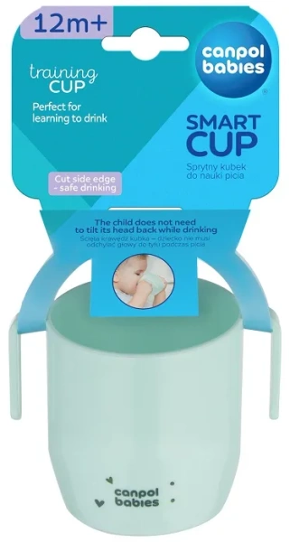 CANPOL BABIES Smart Cup - sprytny kubek do nauki picia z uchwytami 12 m+ | Turkusowy