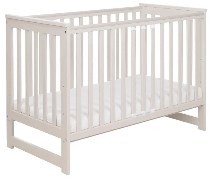 YOONCO - łóżeczko drewniane Iwi z barierką + materac Air | Beżowe