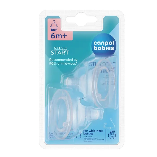 CANPOL BABIES - smoczek silikon średni do butelki szerokiej 2 szt EasyStart | 6m+