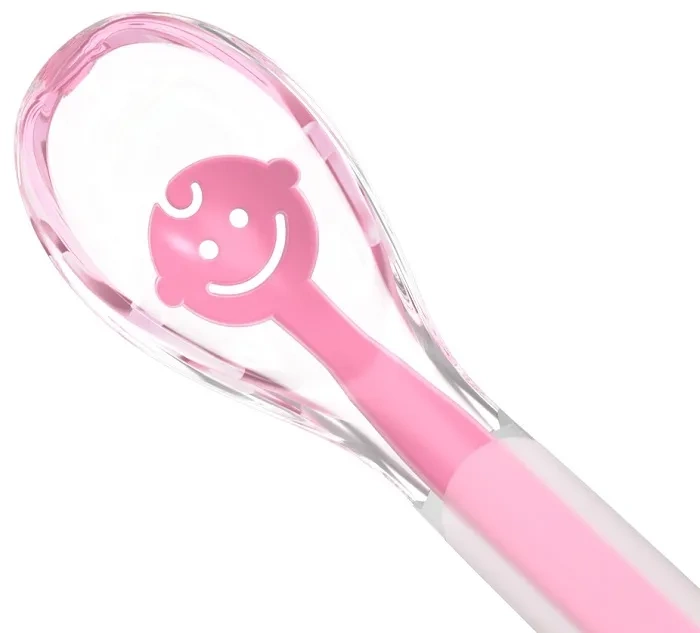 BABYONO Baby's Smile - miękka łyżeczka dla niemowląt | Różowa