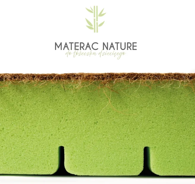 YOONCO - łóżeczko drewniane Iwi z barierką + materac Nature | Beżowe