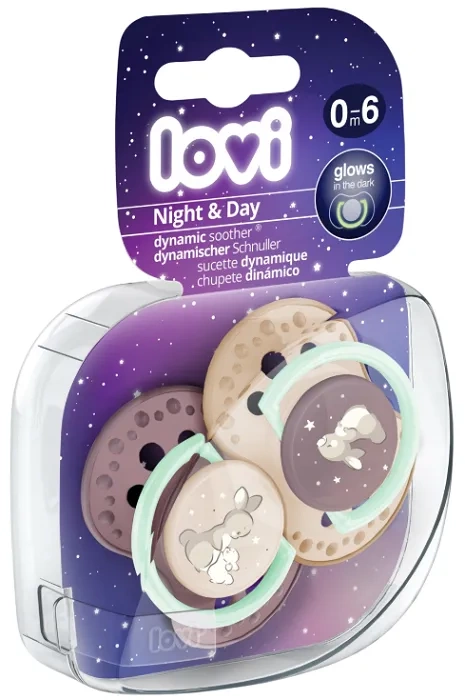 LOVI Night&Day - 2 x smoczek silikonowy dynamiczny 0-6 m