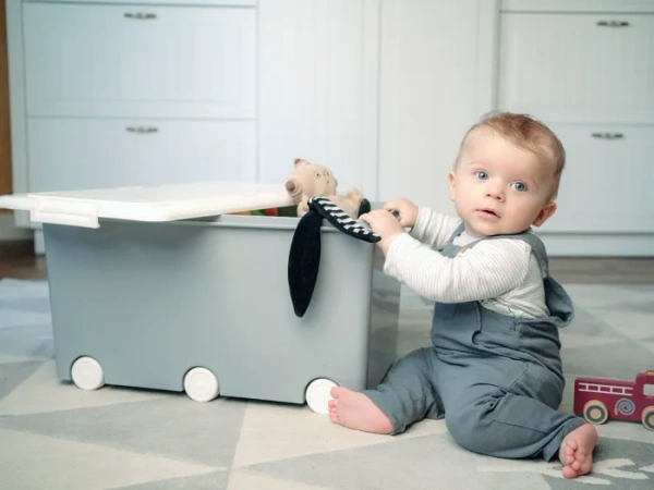 TEGA BABY - pojemnik wielofunkcyjny na kółkach | Lniany