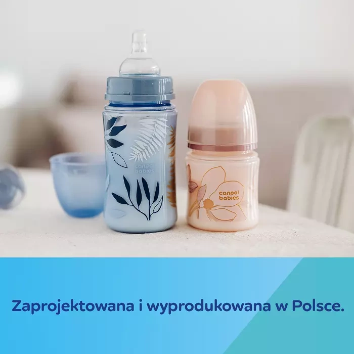 CANPOL BABIES - butelka szeroka antykolkowa 240ml EasyStart | GOLD różowa