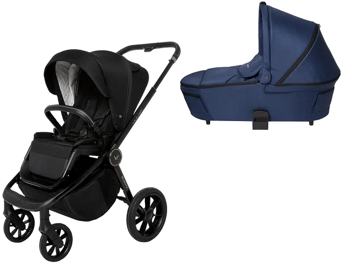 MUUVO Quick SE 2 - wózek wielofunkcyjny, zestaw 2w1 z gondolą Quick 3.0 | Chromium Black + Azure Blue (+ ADAPTERY)