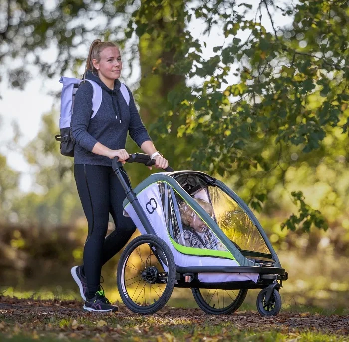 HAMAX Breeze One - jednoosobowa przyczepka rowerowa z zestawem do biegania | Black