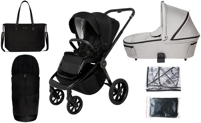 MUUVO Quick SE 2 - wózek wielofunkcyjny, zestaw 2w1 z gondolą Quick 3.0 | Chromium Black + Steel Grey (+ ADAPTERY)