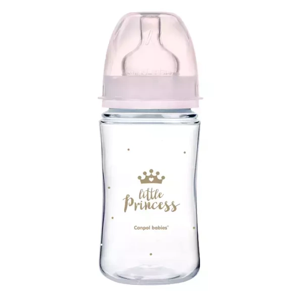 CANPOL BABIES - butelka szeroka antykolkowa 240 ml PP EasyStart | ROYAL BABY różowa