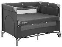 BABY MIX Side - łóżeczko turystyczne z opuszczanym bokiem | Szare
