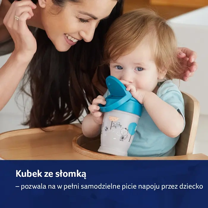 LOVI - kubek ze słomką Freestyle 350 ml Salt & Pepper | 11m+