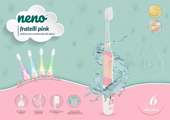 NENO Fratelli - elektroniczna szczoteczka do zębów dla dzieci od 6 lat | Pink