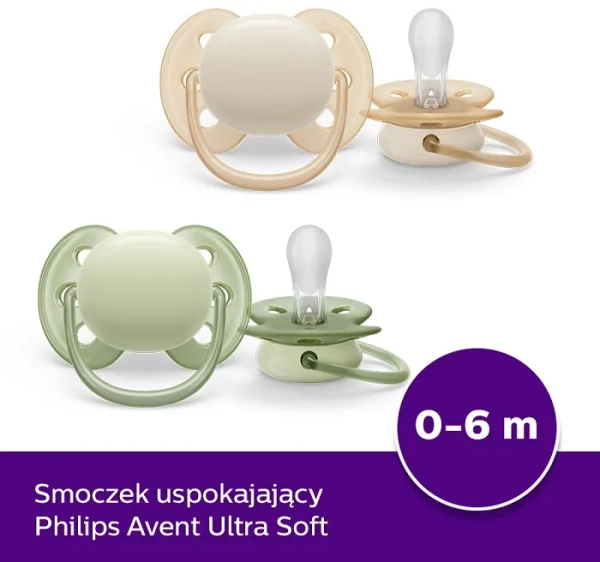 PHILIPS AVENT Ultra Soft - smoczek ortodontyczny 2 szt. | 0-6 m
