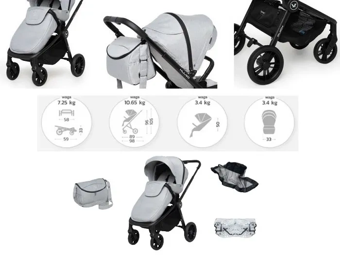 MUUVO Quick - wózek wielofunkcyjny, zestaw 2w1 z gondolą standard | Raven + Onyx Black (+ ADAPTERY)