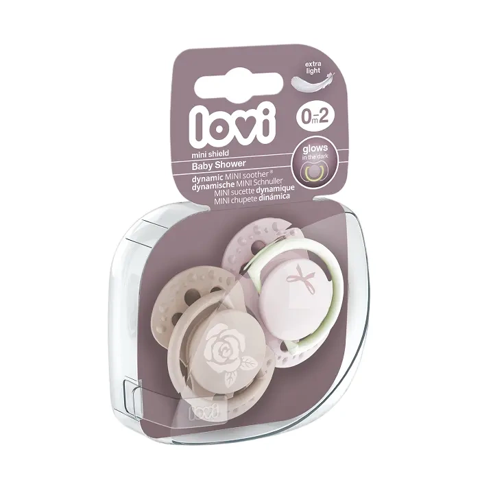 LOVI - smoczek silikonowy dynamiczny BABY SHOWER GIRL 2 szt. | 0-2 m