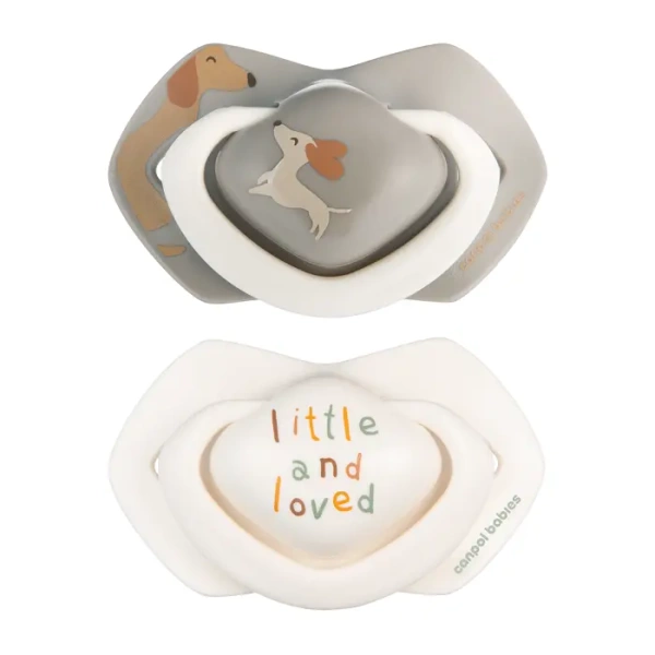CANPOL BABIES - smoczek silikonowy Light touch 18m+ symetryczny | DOGS 2 szt.