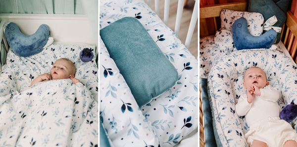 YOONCO - dwustronna pościel bawełniana do łóżeczka 135x100 cm | Berry