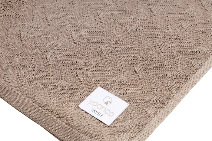 YOONCO Mgiełka - lekki kocyk bambusowy 80x100 cm | Ażur Beżowy