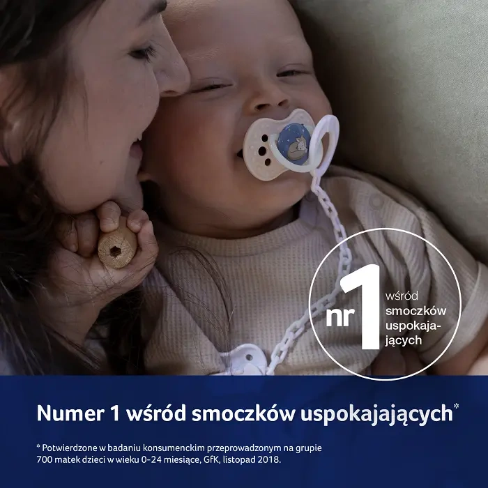 LOVI - smoczek silikonowy dynamiczny NIGHT&DAY BOY 2 szt. | 0-3 m