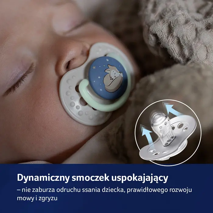 LOVI - smoczek silikonowy dynamiczny NIGHT&DAY GIRL 2 szt. | 18m+