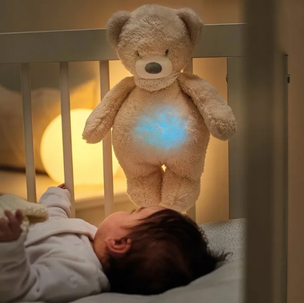 NATTOU Sleepy Bear - maskotka muzyczna ze światłem i czujnikiem płaczu 4w1 | Szara
